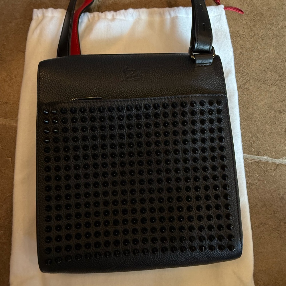 Christian Louboutin Black Studded Messenger Bag